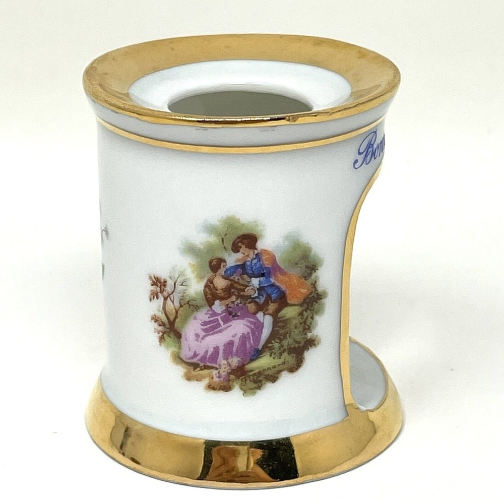 Limoges France Miniature Candle Holder 2" Gold Trimmed